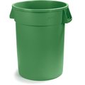 Global Equipment Plastic Trash Can with Lid   Dolly - 44 Gallon Green 240462GNB